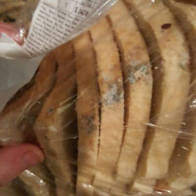 Moldy bread. Your tags must be wrong! Bought on Saturday with a sell by date of a week later. MOLD.