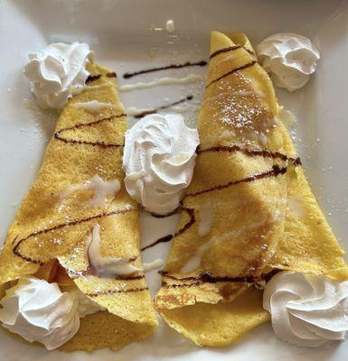 Crepes- peaches and cottage cheese