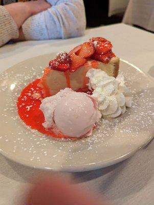 Strawberry cheesecake with strawberry ice cream on the side? Genius.