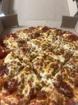 Pepperoni pizza with extra cheese