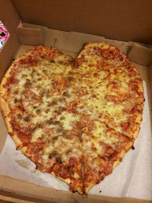 Heart shaped pizza to go