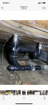 Raise foundation house, shower drain pipe repair.