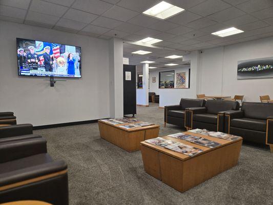 Customer waiting area with TV