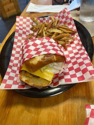 Cheeseburger and fries