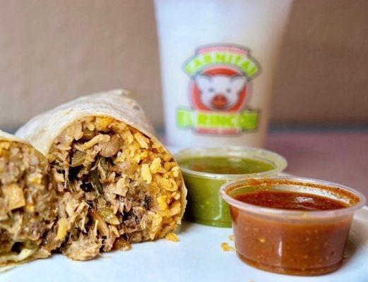 Try our huge burritos! 
Open 10am-6pm.