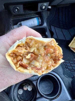 Bacon/Chorizo Breakfast Burrito - FANTASTIC for the price. Filled with delicious ingredients, hot and quick service.