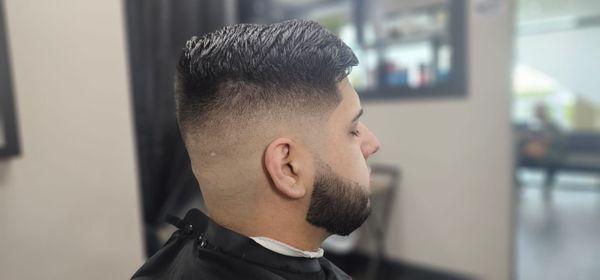 Medium fade with comb-over