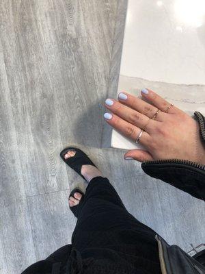 Sky blue no chip and pale pink pedi