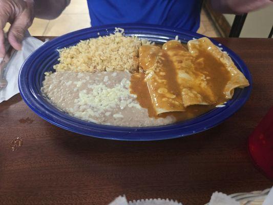 Enchilada combo with beef chicken and cheese