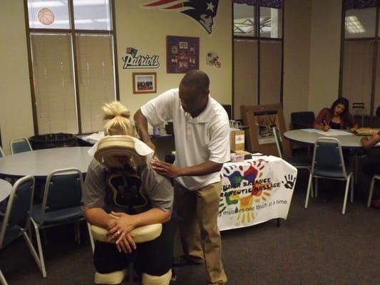 Experience one of our chair massage events. Schedule a chair massage event today.