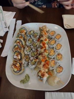 MTSU Roll (Left)  Eel roll (Middle Left) Love Me Roll (Middle Right) Dynamite Roll (Right)