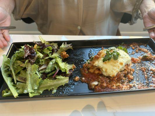 Lunch house made lasagna with a side salad. EXCELLENT! I can't wait to try everything else on their menu!