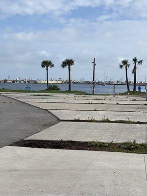 View of pull through pads and view out to protected water