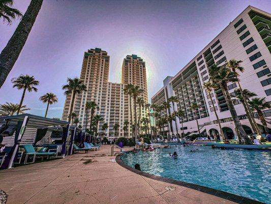 View looking toward pool from salty rim bar and grill