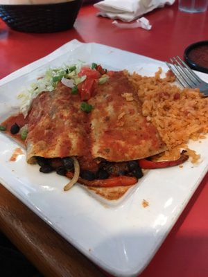 Vegetarian fajita enchiladas with no cheese