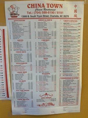 Updated menu with prices...