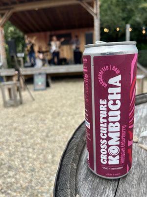 Local kombucha at the beer garden outdoor stage