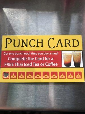 complete your punch card and get a free Thai iced coffee or Thai iced tea! Here at Lao Thai House we appreciate our customers !