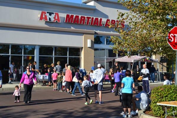 Start line for the annual 5K race to chop childhood cancer