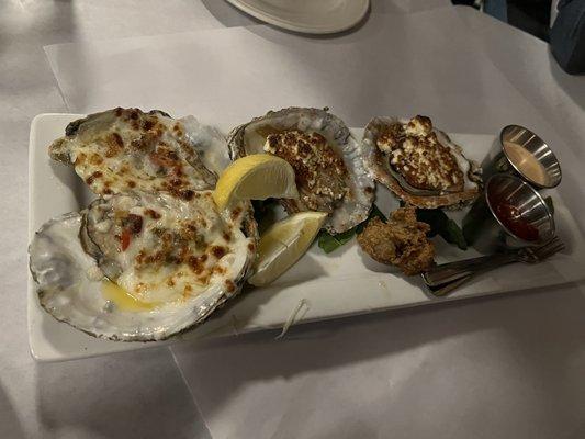 Black and blue casino and fried oysters