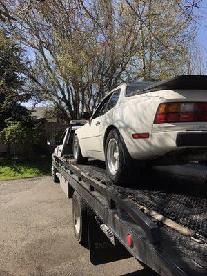 1984 Porsche 944 getting towed