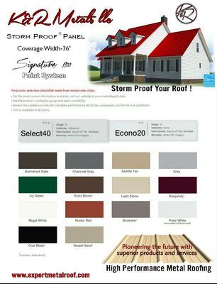 A few of our 40year warranty colors .
www.expertmetalroof.com