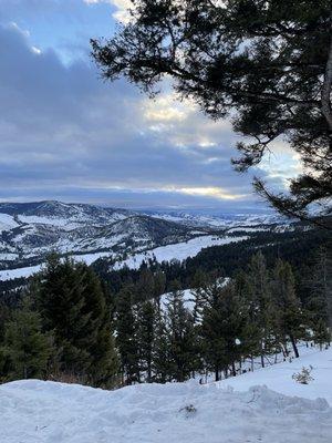 Sunrise  over mountains in Yellowstone. Good wolf watching there.