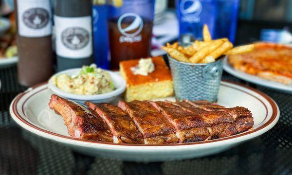 1/2 Rack Rib Platter / Cheesy Bacon Grits / Fries / Cornbread