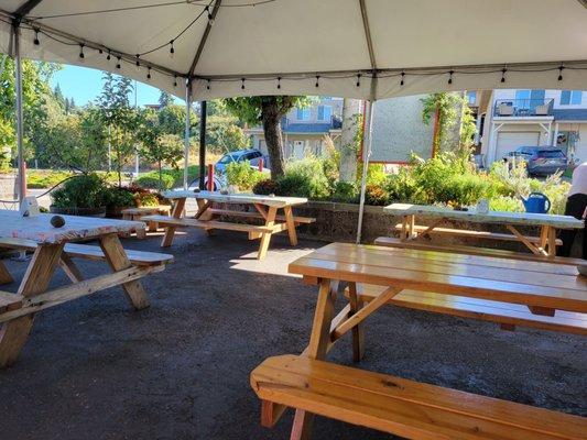 Lots of picnic tables. Outside seating only.