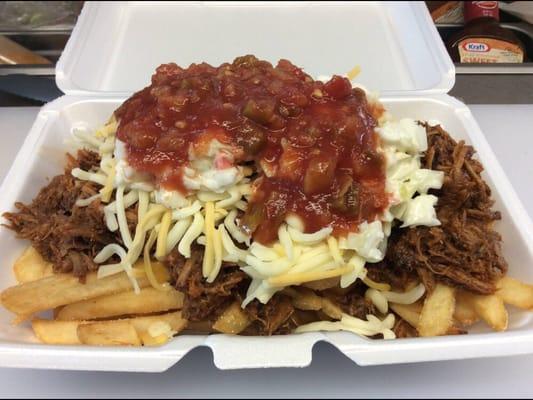 PORK B.B.Q. FRENCH FRIED NACHOS.