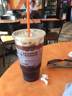 Delicious iced coffee, black.