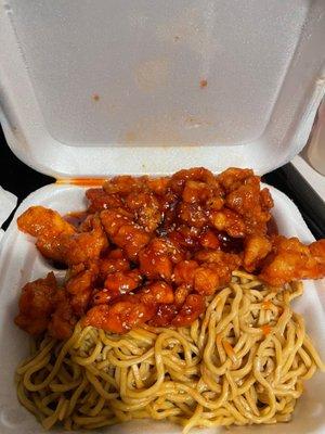 Kids sesame chicken with noodles vs rice