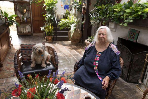 Anneliese and Opi in the beautiful solarium at the Manzanita campus.