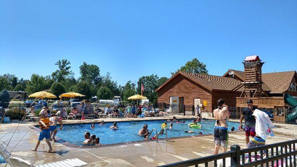 Campers enjoying the newly renovated pool