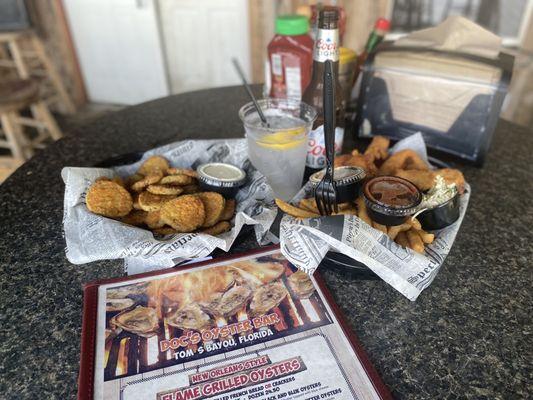 Fried pickle &seafoodplatter