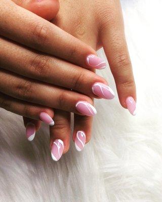 Pink, white nail designs