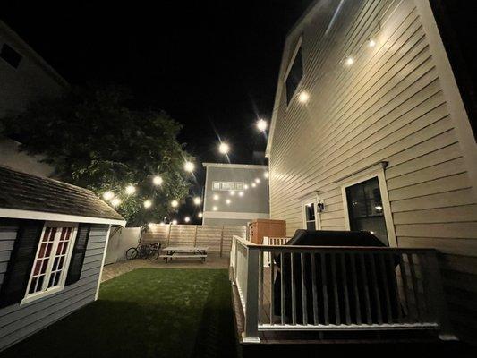 Low voltage up lighting, outdoor audio, cafe lighting