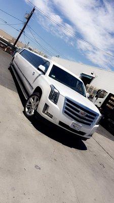 Brand New Crystal White Cadillac Escalade Stretch Limo - More info Call Avenue Limo Ground Transportation at 877-830-0001