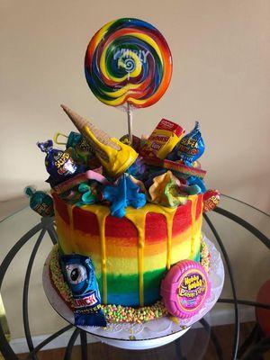 This is our crazy candy cake