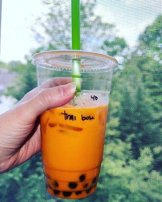 Thai tea with boba