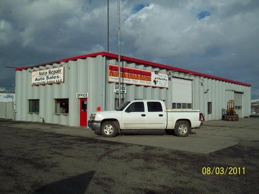 Mckeirnans auto repair we are 1.2 miles north of dissmores IGA