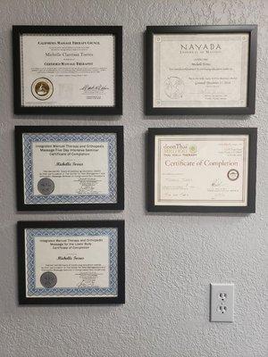 My certificates of accomplishments.