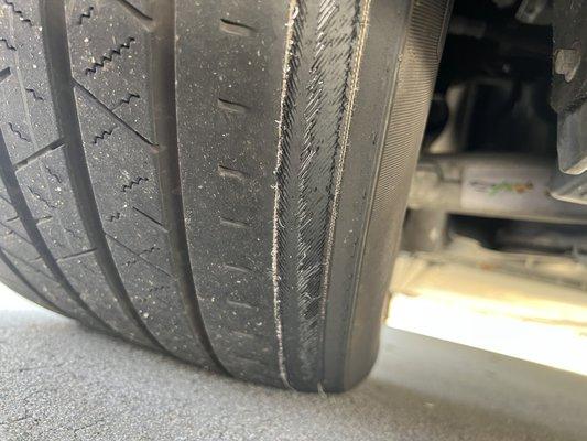 Despite checklist saying the tires were good, this is the condition of the tires I received. 
 
 I informed the salesman, and no reply.