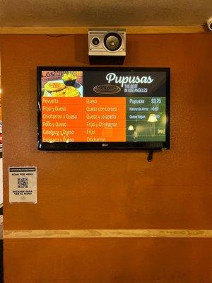 Pupusa Menu