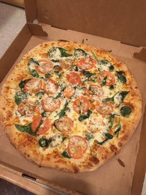 White Roman pizza with spinach!