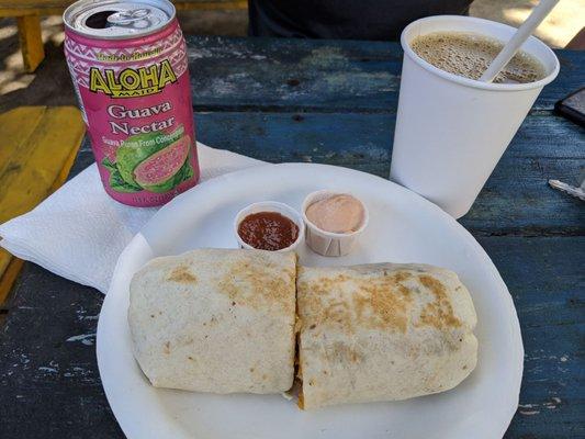 Breakfast burro with Portuguese sausage