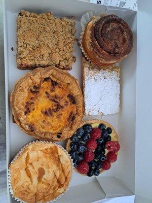 Assortment we got. Quiche, berry tarte... lots of things.