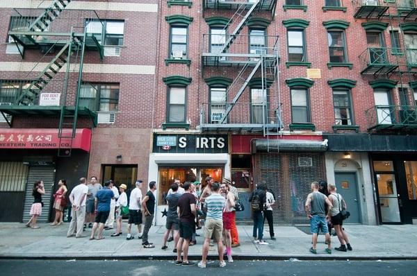 opening crowd outside