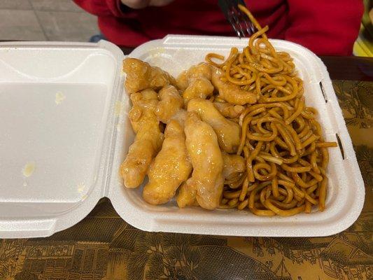 Coconut Chicken with lo mein noodles