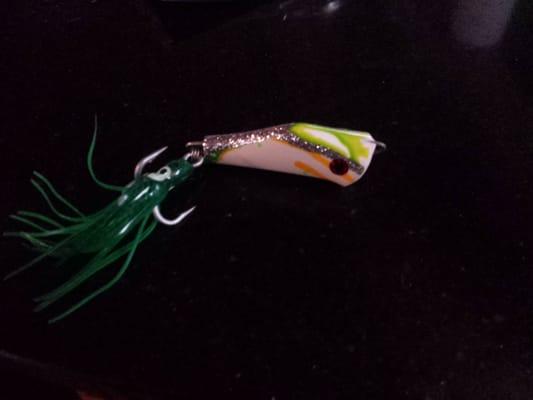 Out bluff lure that I purchase at wesu side dive and tackle